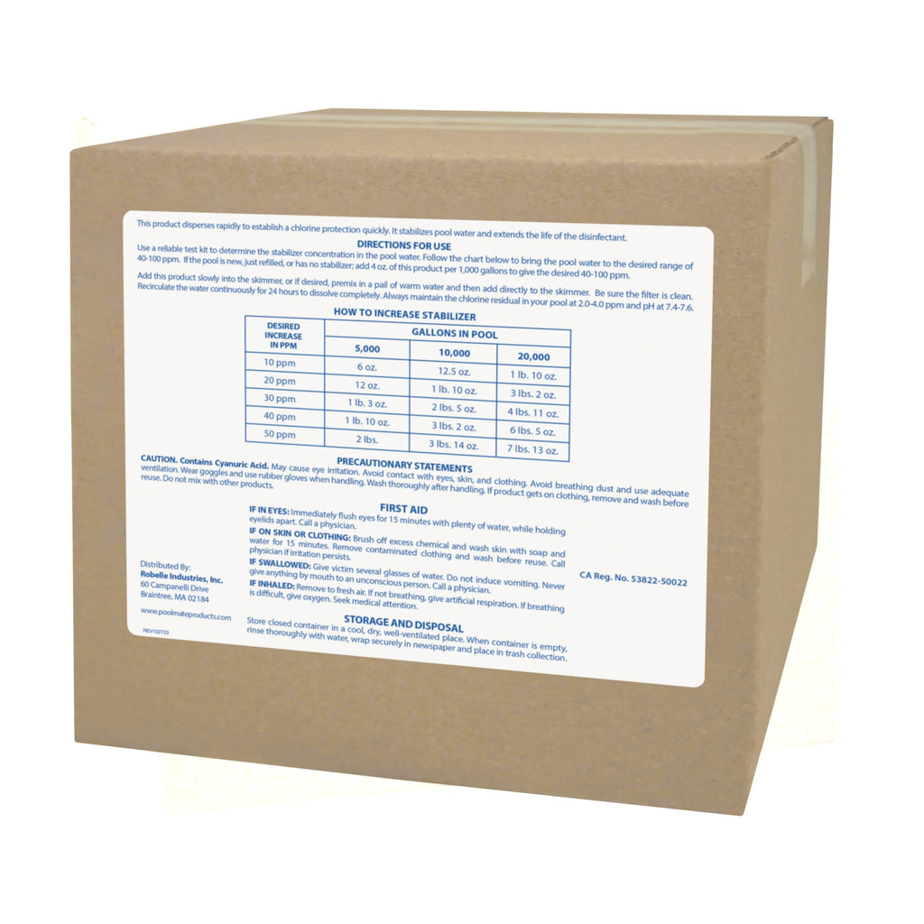 Pool Mate 16-Pounds Premium Pool Stabilizer and Conditioner, Concentrated Cyanuric Acid for Pools, Helps Chlorine Last Longer