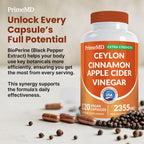 5-in-1 Ceylon Cinnamon Powder Extra Strength – Organic Ceylon Cinnamon Capsules with Turmeric, Apple Cider Vinegar, Korean Ginseng & BioPerine for Metabolism & Energy Support Pills (120 Ct, 2 Pack)