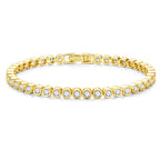 Yoosteel 14K-Gold-Plated Bezel Tennis Bracelet for Women,6.5 In CZ Bracelet