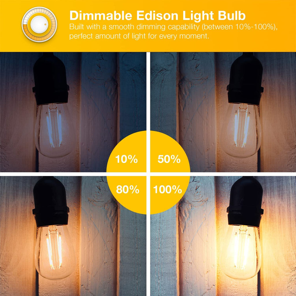 DAYBETTER 12 Pack Vintage LED Edison Bulbs, E26 Led Bulb 60W Equivalent, Dimmable Led Light Bulbs, High Brightness 800 LM Warm White 2700K, ST58 Antique Filament Bulbs, Clear Glass Style for Home