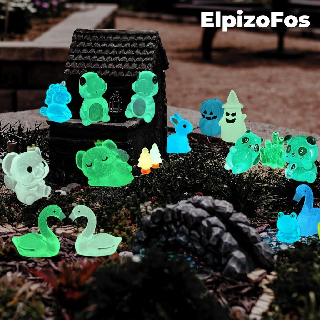 ElpizoFos 130pcs Various Luminous Mini Resin Animal Fairy Garden Miniature