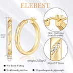 ELEBEST Gold Hoop Earrings for Women 14K Gold Earrings for Women 25mm