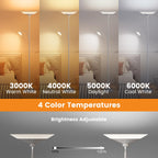 SIBRILLE Sliver Gray Torchiere Floor Lamp with Reading Light, 4 Color Temperatures, Dimmable & Individual Light Control Standing Lamp, 34W Bright Tall Lamp with Remote for Living Room Bedroom Office