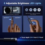 Endoscope Camera with Light, Dual-Lens 1920P HD Borescope with 8+1 Adjustable LED Lights, IP67 Waterproof Inspection Camera 16.5FT Semi-Rigid Snake Camera for iOS & Android (2 Interface)