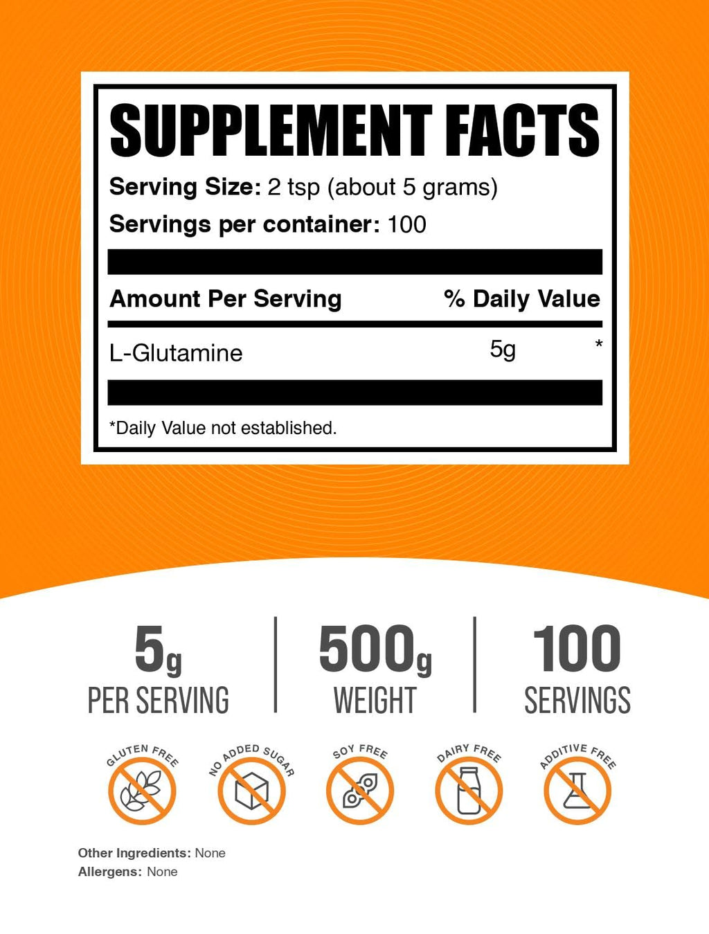 BulkSupplements.com L-Glutamine Powder - Glutamine Supplement, for Recovery & Gut Health - Unflavored & Gluten Free, 5g (5000mg) per Serving, 500g (1.1 lbs) (Pack of 1)