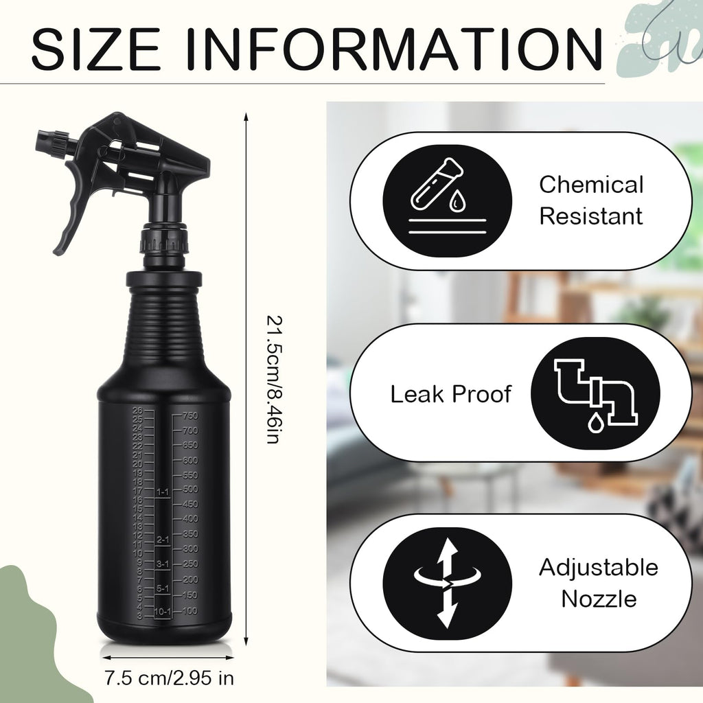 Honeydak 34 oz 3 Pack Spray Bottles for Cleaning Heavy Duty, Black