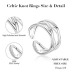 YZSFMZGE 925 Sterling Silver Thumb Rings for Women Open Adjustable Knuckle Celtic Knot Rings for Women Dainty Minimalist Cross Line Band Finger Rings Jewelry for Birthday Christmas