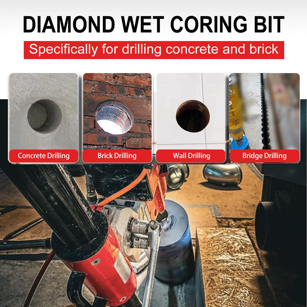 SALI Diamond Core Drill Bits 1" Diameter 10"/254mm Drilling Depth 5/8-11" Thread Core Bit Turbo Laser-Welded Segments for Cured Concrete with Brick Block Masonry with Two Adapters（Red）