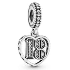 PANDORA 18th Celebration Dangle Charm - Bracelet Charm Moments Bracelets - Sterling Silver with Clear Cubic Zirconia - Gift for Her - Jewelry for Women with Gift Box