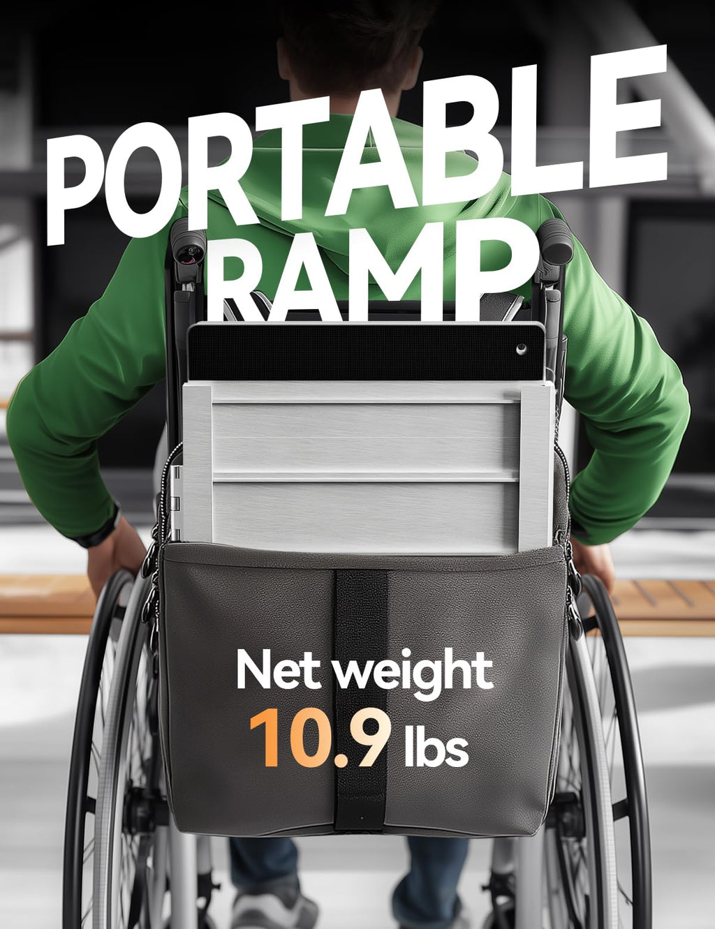 FACHNUO 2 Feet Portable Wheelchair Ramp, Non-Skid Aluminum Handicap Ramps with Handle, Folding Threshold Wheel Chair Ramp for Home Steps, Stairs, Entry, Threshold, Doorways, Scooter, 800LBS Capacity