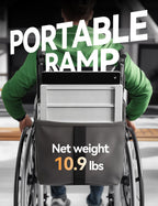 FACHNUO 2 Feet Portable Wheelchair Ramp, Non-Skid Aluminum Handicap Ramps with Handle, Folding Threshold Wheel Chair Ramp for Home Steps, Stairs, Entry, Threshold, Doorways, Scooter, 800LBS Capacity