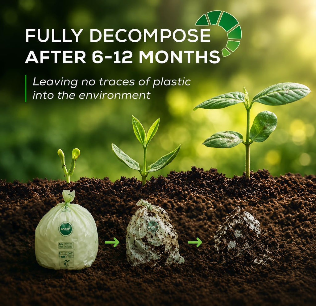 (Include 10 Bonus Bags) ANECO 100% Compostable Waste Bags 2.6 Gallon