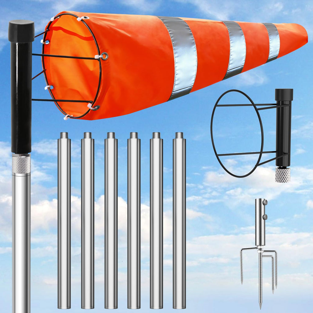 Airport Windsock Pole Kit, 8 in x 36 in Aviation Grade Wind Sock Pole Kit