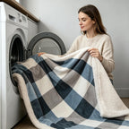 PU MEI Sherpa Fleece Throw Blanket 60" x 80" Reversible Plush Fluffy Large Big Blanket Lattice Flannel Blankets for Sofa Couch Bed (Grey-Soft Blue, 60"*80")
