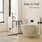 Loyoda Toilet Safety Rails,Height-Adjustable Toilet Frame Width-Adjustable Toilet Handles Foldable Toilet Rail Provides Support for Seniors ， Pregnant ，Disabled （Gray）