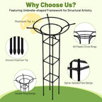 2pcs Garden Trellis for Climbing Plants Outdoor, 65 Inch Mushroom Top Trellis for Climbing Plants, Plant Trellis Support for Potted Plants Climbing Vine Rose Clematis Vegetable Trellis