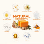 KlearBloom Kojic Acid Soap, Turmeric Soap Bar for Dark Spots Brightening & Moisturizing with Collagen, Vitamin E, Retinol, Hyaluronic Acid, Shea Butter, Paraben & Sulfate-Free 105g x4 Bars