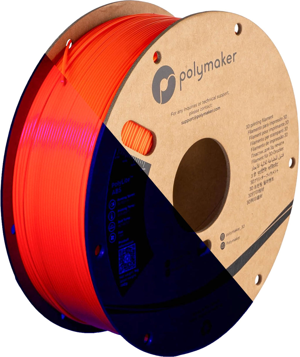 Polymaker Neon ABS Filament 1.75mm, Neon Orange 3D Printer Filament 1.75mm Heat Resistant 1kg - UV Reactive ABS 3D Printing Filament 1.75mm, Strong & Durable, Dimensional Accuracy +/- 0.03mm