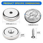DIYMAG Neodymium Round Base Cup Magnet, Strong Rare Earth Magnetic with Heavy Duty Countersunk Hole and Stainless Screws for Refrigerator Magnets,Lights,Office,Craft,0.98 Inch-Pack of 50