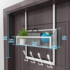 Kaiferty Over The Door Hooks Organizer, Coat Rack Over The Door Storage Hanger Towel Rack, Back of Door Storage Organizer for Bathroom,Bedroom,Kitchen,Office (White, 2-Tier)