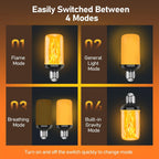 Vicstone Upgraded E26 Dusk to Dawn Flame Light Bulbs for Halloween, 4 Modes