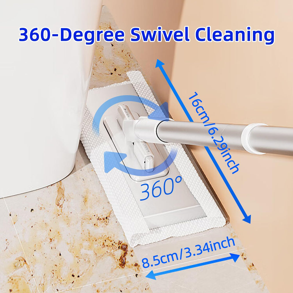 KZKR Mini Wet & Dry Sweeping Mop Touchless Disposable Mop Convenient Flat Dust Removal Multi-Surface Cleaning for Hardwood and Tile Floors, 1 Second Installation (Grey,White,2 Pack)