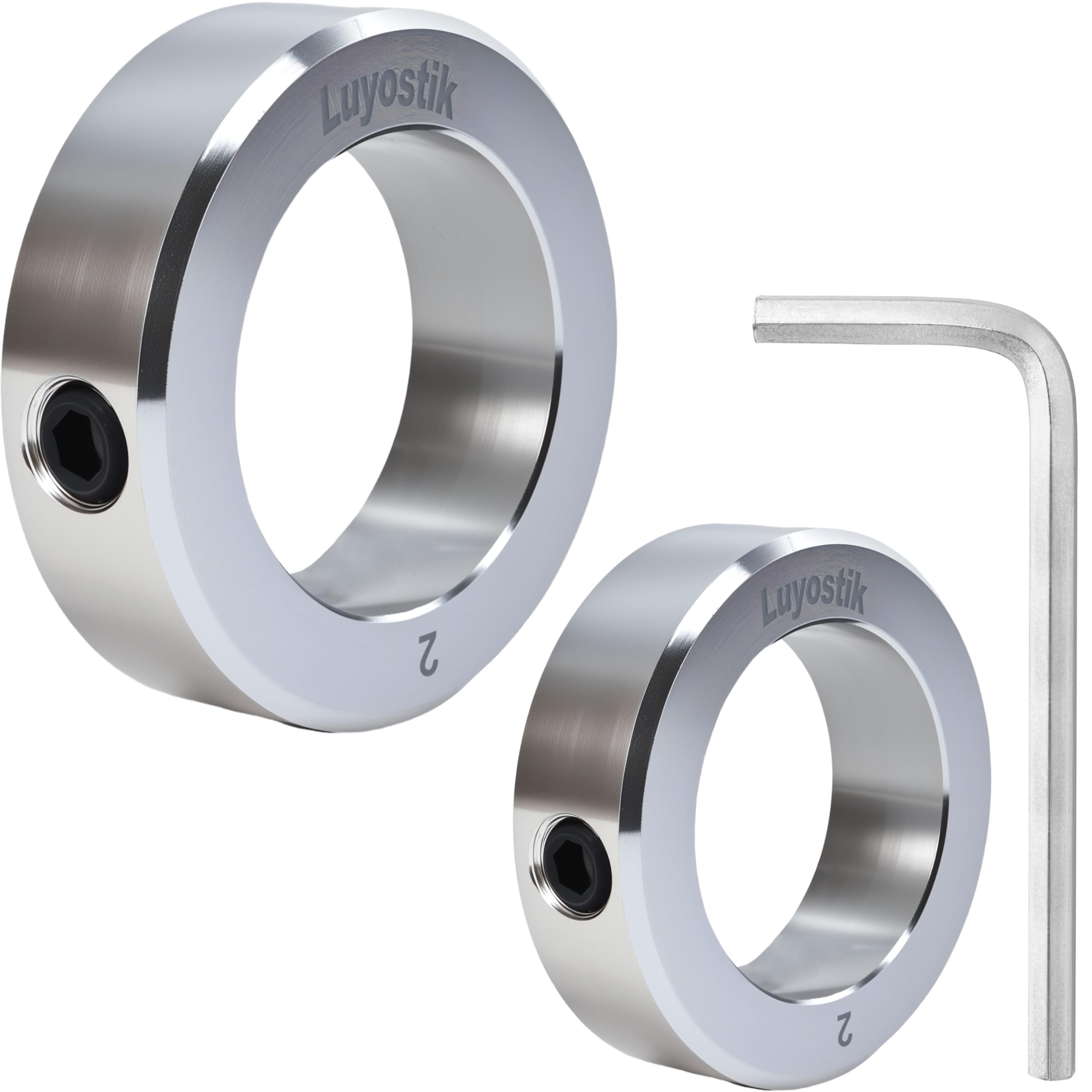 Luyostik 2pcs 2" bore Shaft Collar,2" bore Solid Steel Style zinc Plated Set Screw Shaft Collars,3 OD, 7/8" Width, for Wheel Barrow Axle, Gearbox Assemblies, Machine Tools, Industry