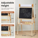 Tiny Land Easel for Kids, Double-Sided Magnetic Easel, Adjustable Wooden Kids Art Easel with Paper Roll, Learning-Toy for 3,4,5,6,7,8 Years Old Boy & Girls