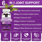 GORNVB Glucosamine Chondroitin Gummies with MSM & Elderberry – Extra Strength Mobility & Flexibility Support, Antioxidant Immune Supplement for Women & Men