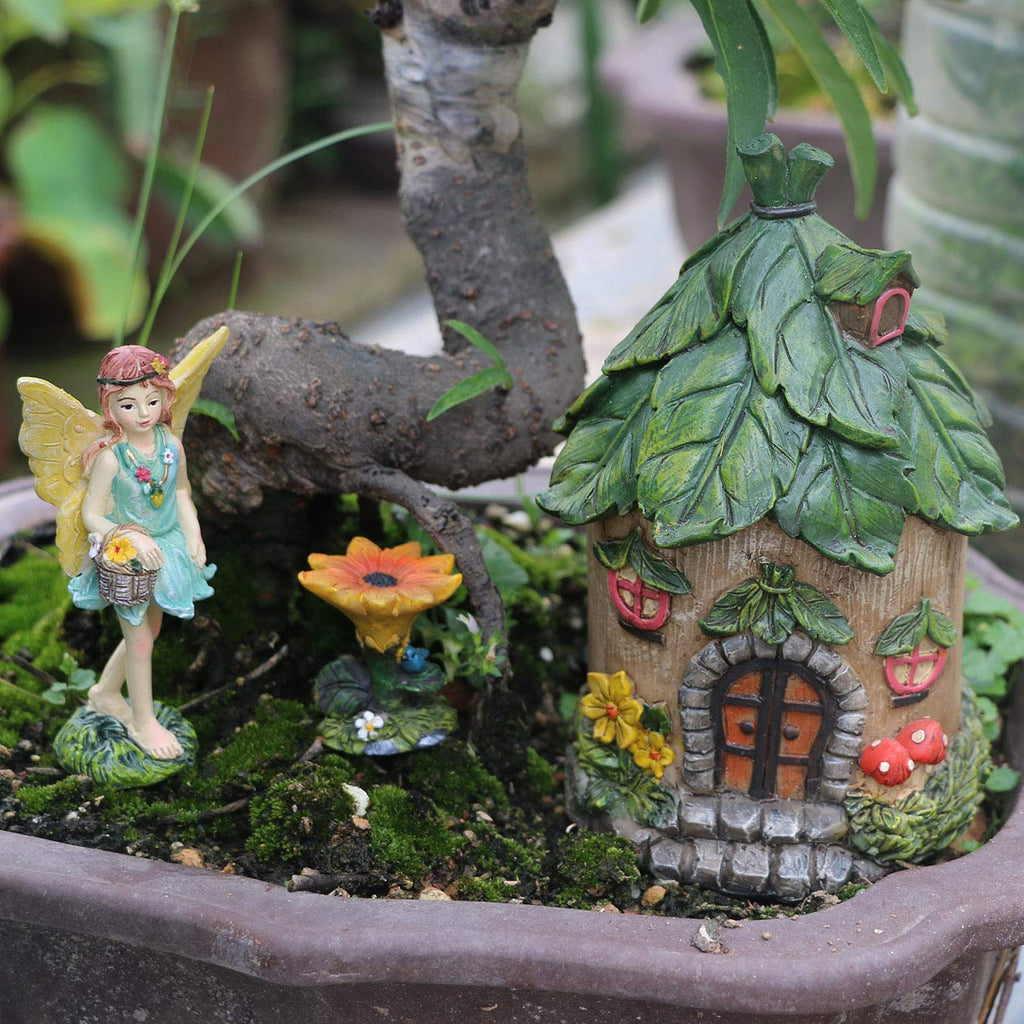 BangBangDa Miniature Fairy Garden Accessories Outdoor - Garden Small Fairies Figurines Kit Fairy House Table Chair Set Birthday Gardening Gifts for Girl Boy Mother Girlfriend