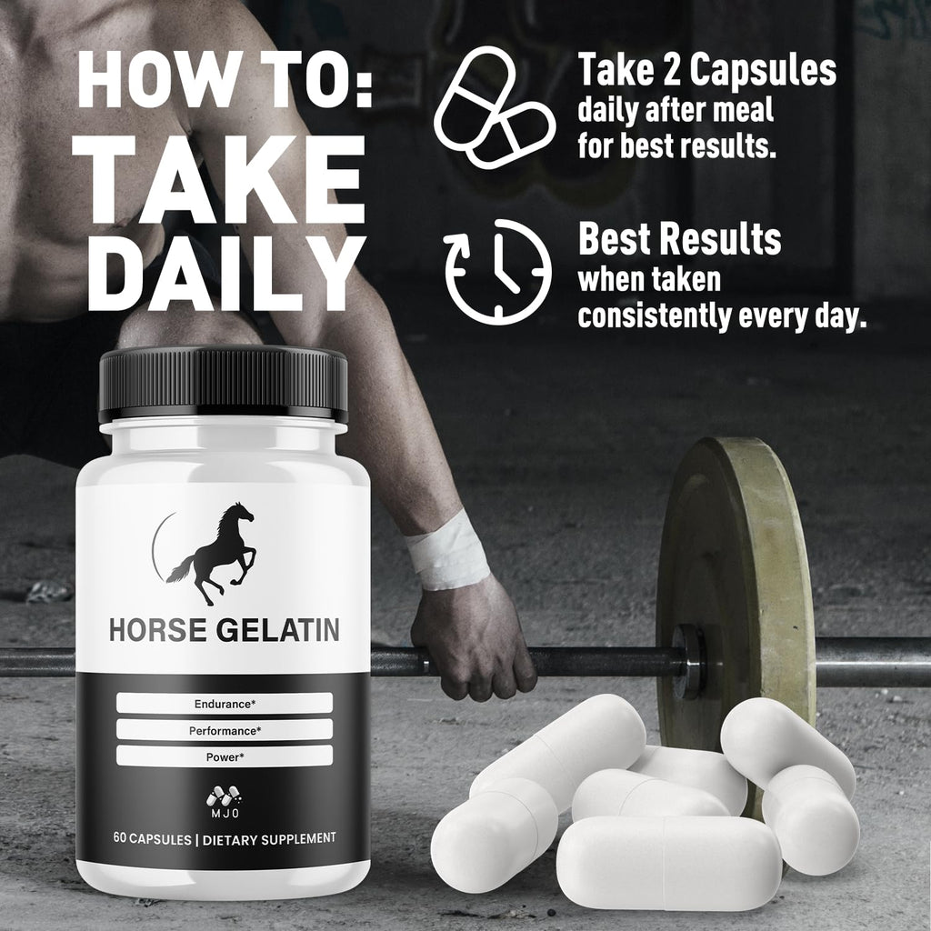 (2 Pack) Horse Gelatin Capsules,Official HorseGelatin Pills for Men with All Natural Ingredients,Maximum Strength Supplement with Premium Vitamins Supporting Optimal Wellness and Health (120 Capsules)