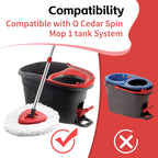 ANREKEYH Spin Mop Head, Base, Handle Replacement for O-Ceda EasyWring Microfiber Spin Mops, 2 Microfiber Mop Refills, 1 Triangle Head Cover and 30-58in Handle Set Combo (White(1 Tank System))