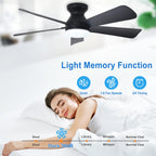 Depuley 42-Inch Ceiling Fans with Lights: Indoor/Outdoor Flush Mount Ceiling Fan with Remote Control - Black 5 Blade Low Profile Fandelier for Kitchen Gazebo - Reversible Quiet Timer - 2 Packs