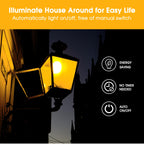 EvaStary Yellow Bug Light Bulbs Outdoor, Dusk to Dawn A19 LED Bulb for Porch Lights Outside, 6W(40W Equivalent) Auto On/Off Amber Bulb for Patio, Backyard, Hallway, Decor, 4 Pack