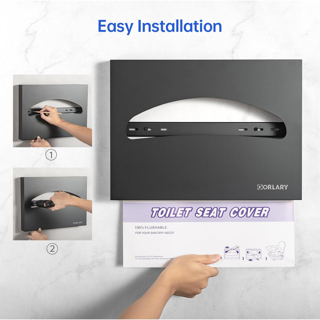 Gorlary Commercial Toilet Seat Cover Dispenser Wall Mount, Matte Black