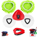 Wa.IE JiemiMicrofiber Spin Mop Refills Head Compatible for EasyWring 1-Tank System (6-Pack Set: Includes 1 Mop Scrub Brush + 1 Mop Base + 4 Pack Cleaning Floor Mop Head)