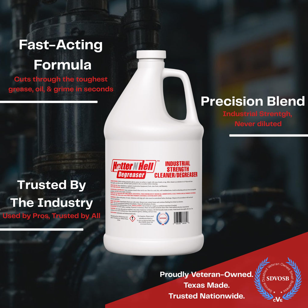 Hotter N Hell - Industrial-Grade Degreaser - 1-Gallon (Ready-to-Use Formula) for Equipment, Parts, Concrete, Driveways, Shop Floors, and Automotive