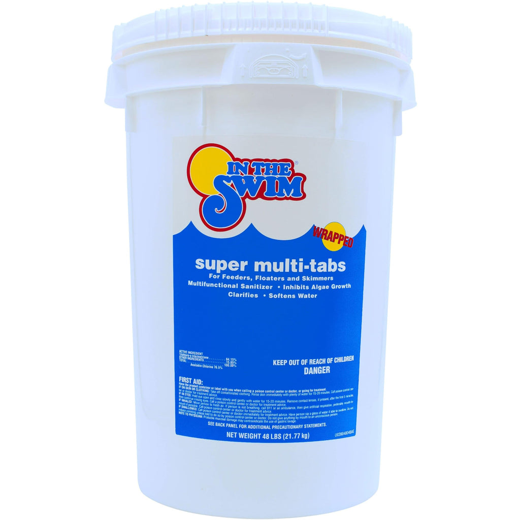 In The Swim 3 inch 5-in-1 Super Multi-Tabs – Swimming Pool Sanitizer – Chlorine - Algaecide - Stabilizer - Clarifier - 48 Pounds