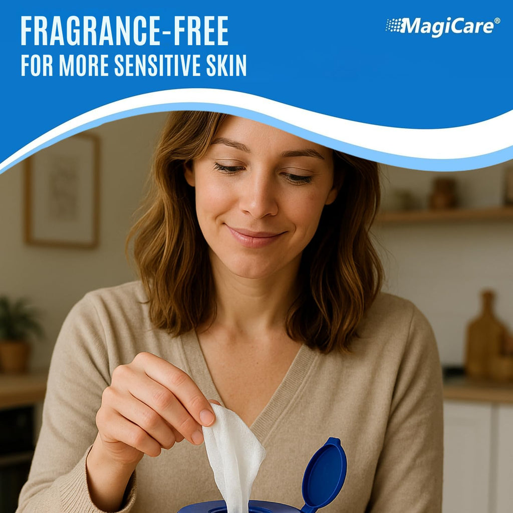 MagiCare 75% Large Alcohol Wipes (2, 100ct Canisters, 200ct) - Hand Sanitizer Wipes, Unscented Hand Wipe, Cleaning, Sanitizing Wipe - Home, Office, Classroom, Car, Camping