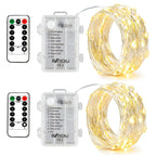 BXROIU 4 Pack Battery Operated Fairy String Lights, 8 Modes 5M Silver Wire with Remote & Timer - 50 LEDs Waterproof for Bedroom, Wedding, Christmas, Party Decorations