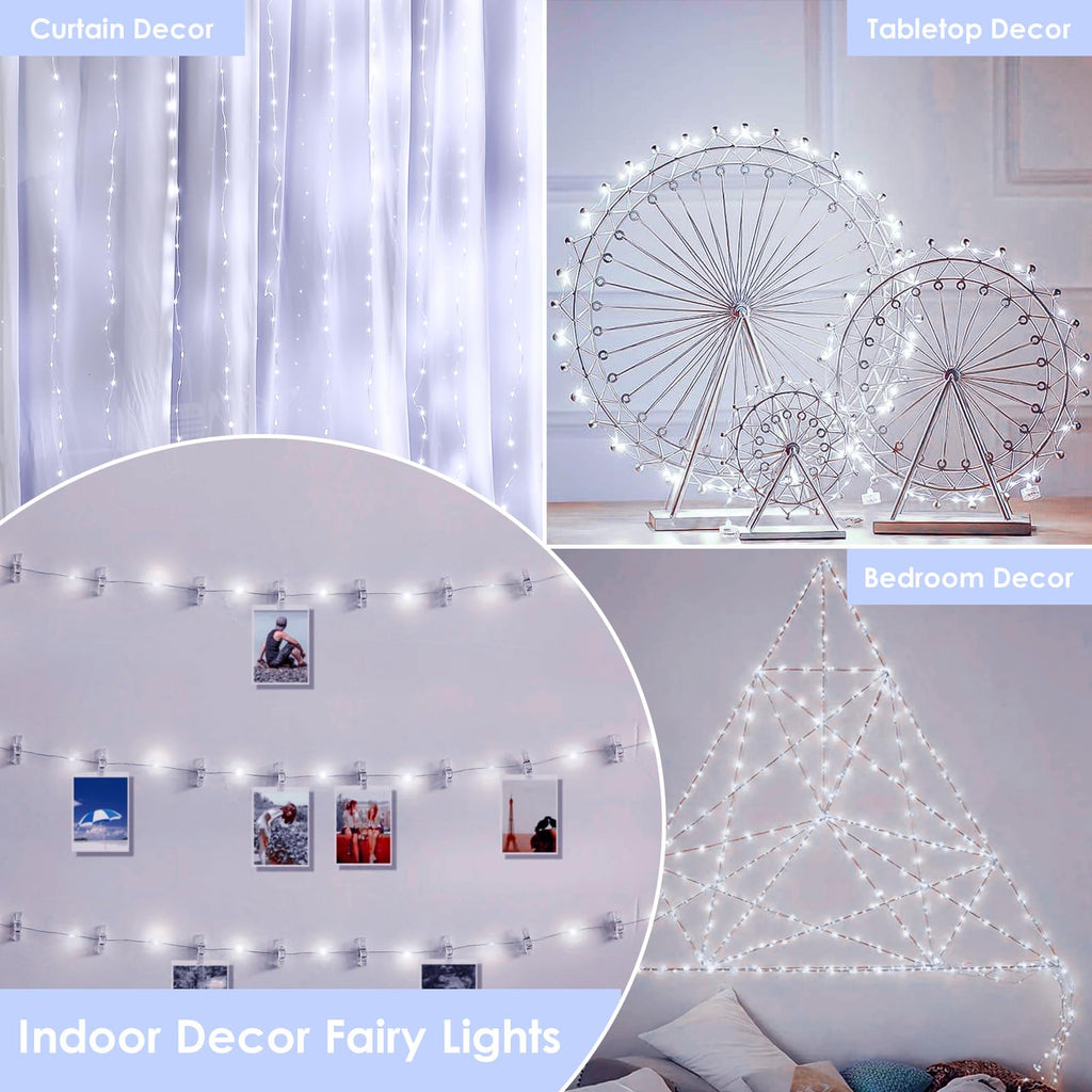 66FT 200 LED Fairy Lights Plug in, 8 Modes Twinkle Lights Cool White