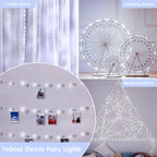 66FT 200 LED Fairy Lights Plug in, 8 Modes Twinkle Lights Cool White