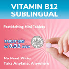 Vitalibre Vitamin B12 Sublingual 5000 mcg, Methylcobalamin, Bioactive Form, High Absorption, Vegan, Natural Peach Flavor, 120 Fast Dissolve Mini Tablets, No Sugar