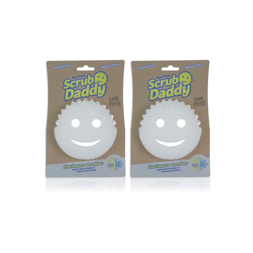 Scrub Daddy Sponge - Dye Free - Scratch-Free Scrubber for Dishes and Home, Odor Resistant, Soft in Warm Water, Firm in Cold, Deep Cleaning, Dishwasher Safe, Multi-use, 1ct (2 Pack)