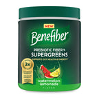 Benefiber Prebiotic Fiber + Supergreens Dietary Supplement Powder, Watermelon Lemonade Flavor, 8.8 oz (250g)