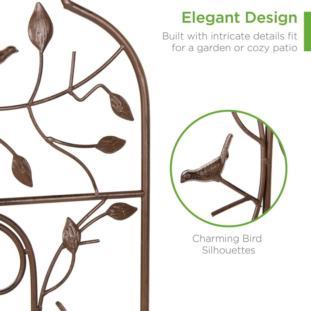 Best Choice Products Set of 2 60x15-inch Iron Arched Garden Trellis w/Branches, Birds for Lawn, Garden, Backyard, Climbing Plants