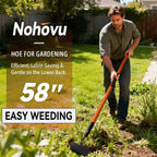 Nohovu Garden Hoe Tool, 58 Inches Hoe Garden Tool with Fiberglass Long Handle, Heavy Duty Garden Hoe for Weeding