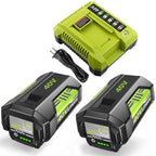 2Pack Upgraded to 8000mAh Replacement for Ryobi 40V Battery and Charger OP401 Combo, Compatible with Ryobi 40Volt Battery Lithium ion OP40261 OP40404 OP4050A OP40602 OP4075A Cordless Tools