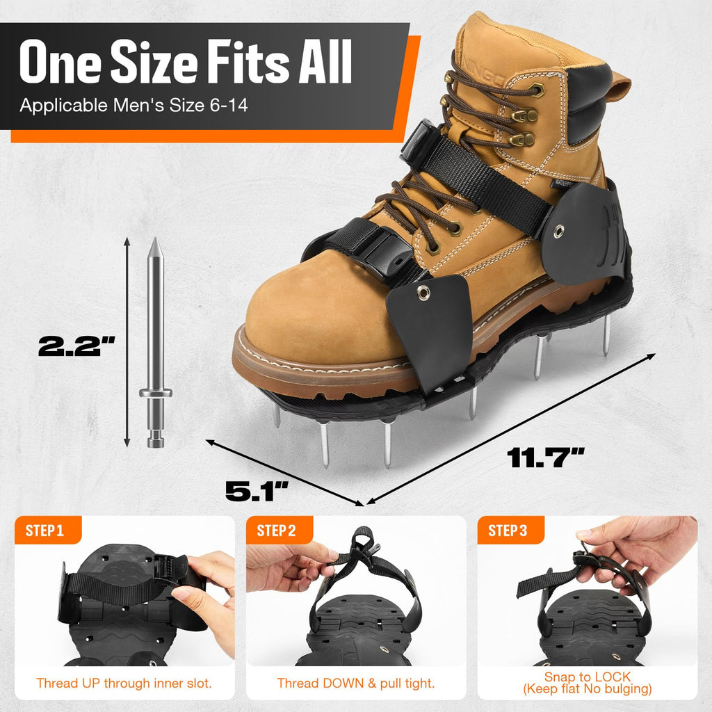 NINGO Pre-Assembled Lawn Aerator Shoes, Aerator Lawn Tool Men's Sizes 8-14