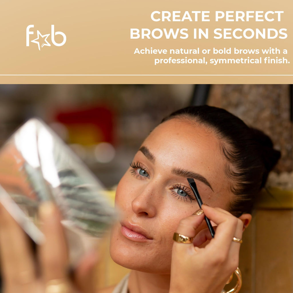 Fab Brows Duo Eyebrow Kit, Ultimate Brow Stencil Kit with Compact Powder Mirror and Eyebrow Shaper, Waterproof Eyebrow Makeup Kit Contour Palette, Eyebrow Cosmetics, (Slate/Black)